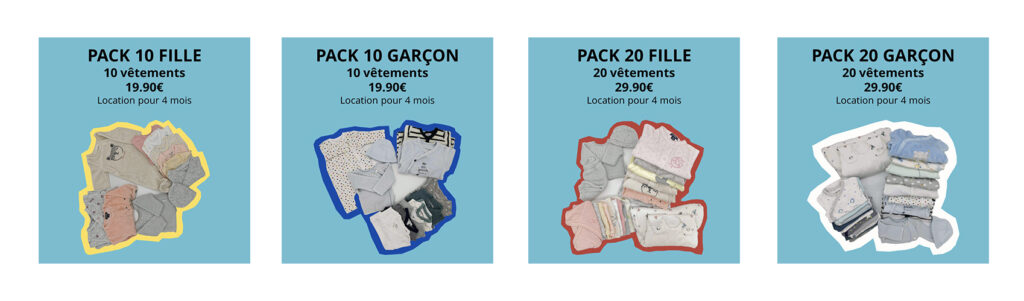 Pack de location de vêtements pour bébé prématuré.